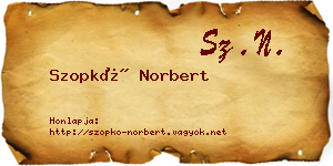 Szopkó Norbert névjegykártya